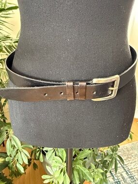 Classic Men's Brown Leather Belt with Silver Buckle